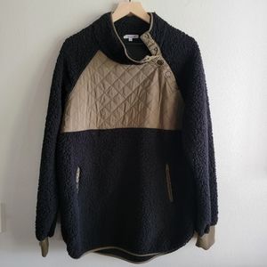 White birch sweater, XL, black and olive green